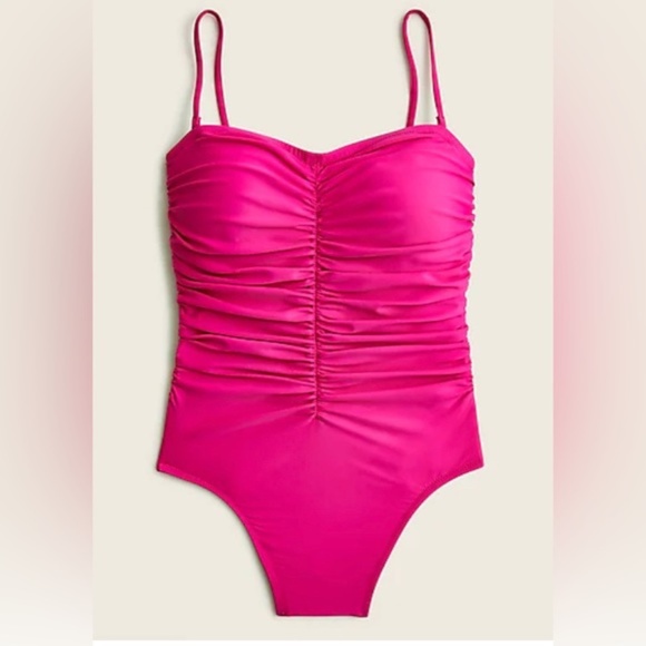 J. Crew Swim J Crew Hot Pink Ruche Swimsuit Sz 8 New With Tags